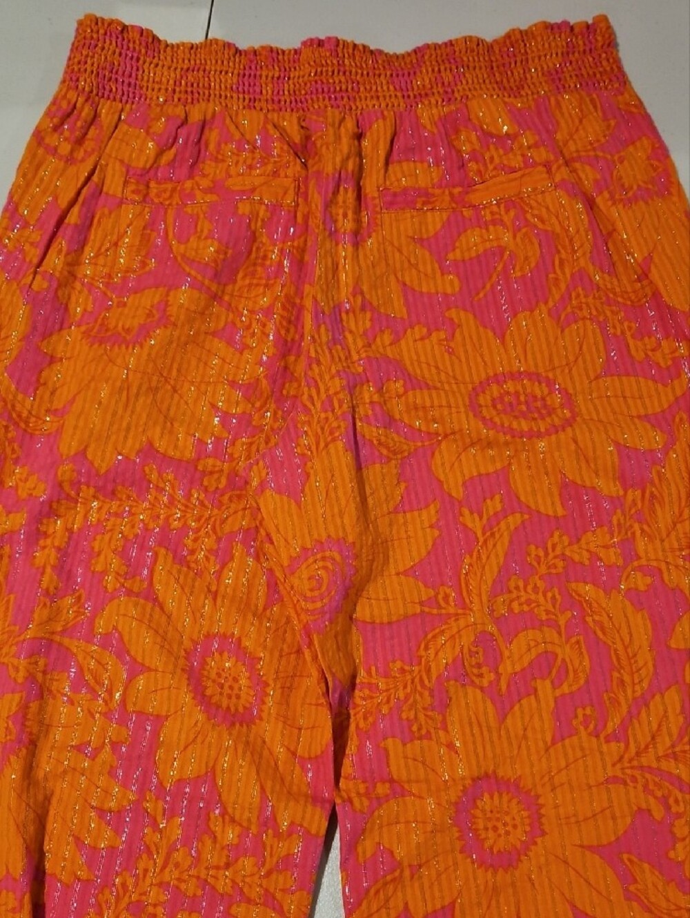 Anthropologie Hot Orange Cotton Sparkly PJ Pants 0145